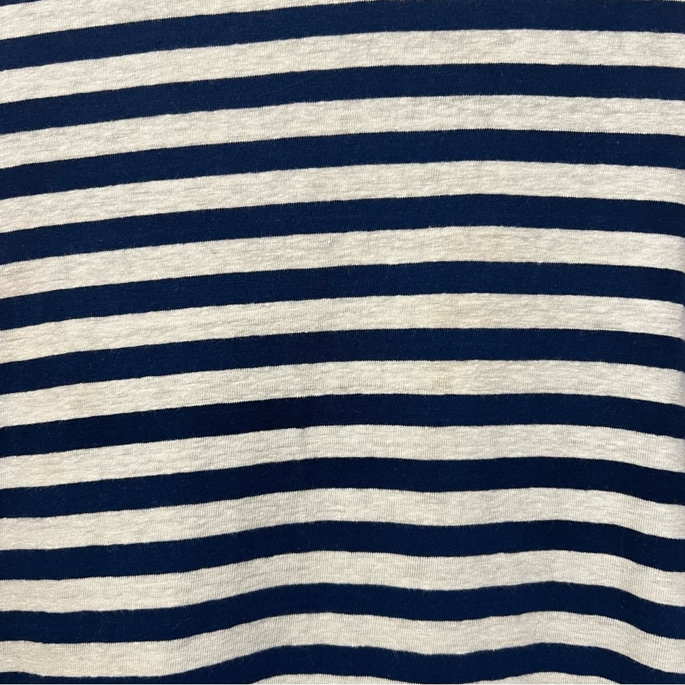 Lou & Grey Navy White Striped Short Sleeve linen blend T Shirt Dress size small - Picture 4 of 11